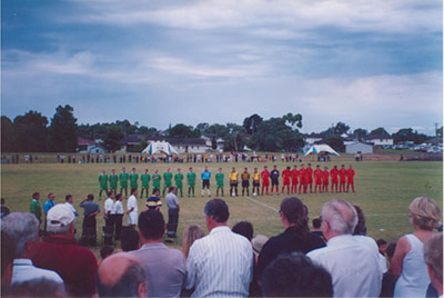 Football teams gathered at Macedonia Park