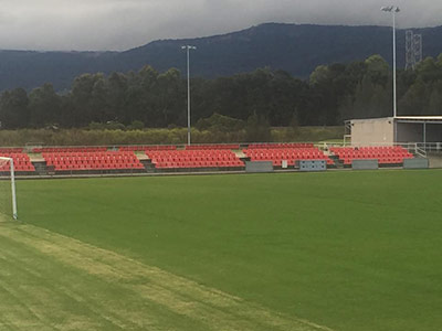 Football field and seating at Macedonia Park